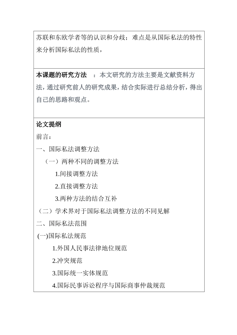 国际私法分析研究法学专业 开题报告.doc_第2页