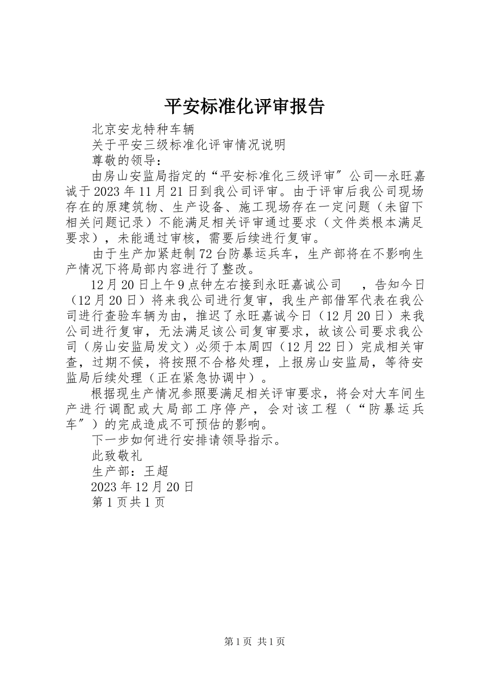 2023年安全标准化评审报告新编.docx_第1页