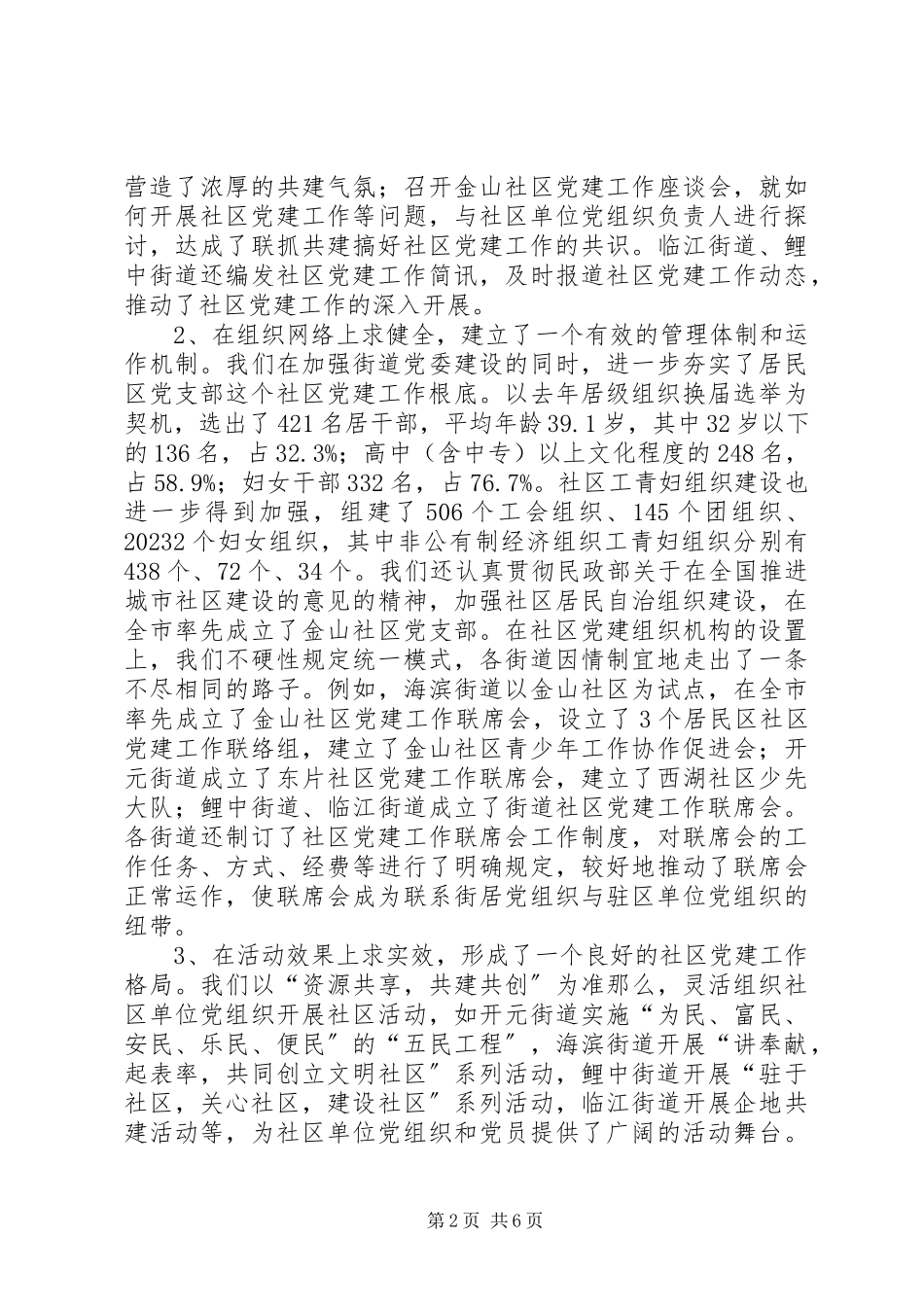 2023年积极探索社区党建工作新路子的报告.docx_第2页