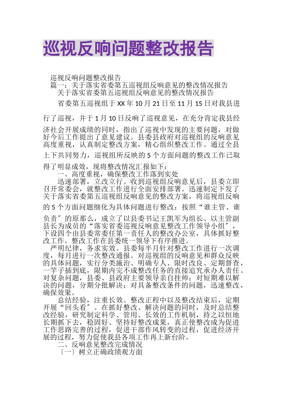 2023年巡视反馈问题整改报告.doc_第1页