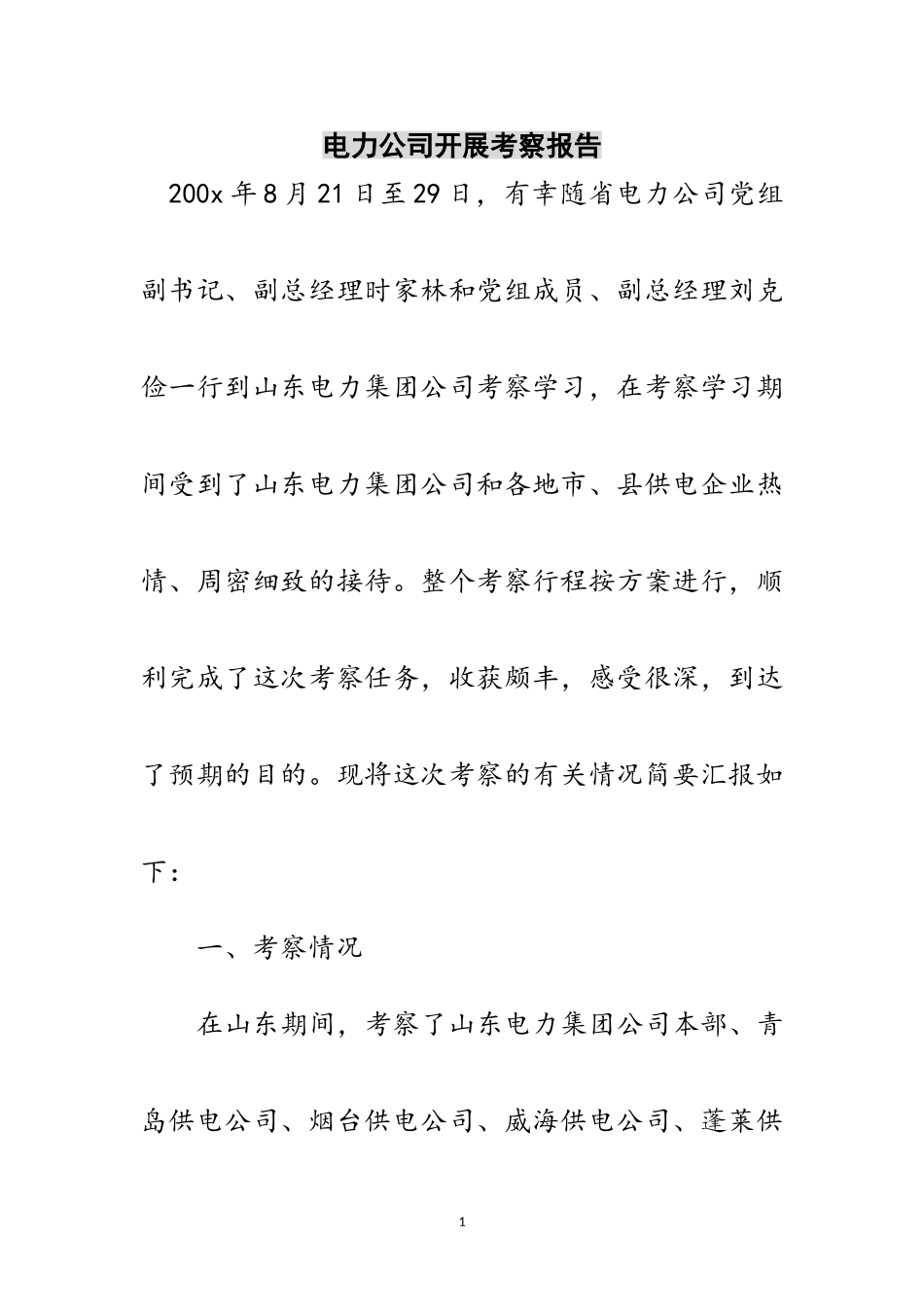 2023年电力公司发展考察报告范文.doc_第1页