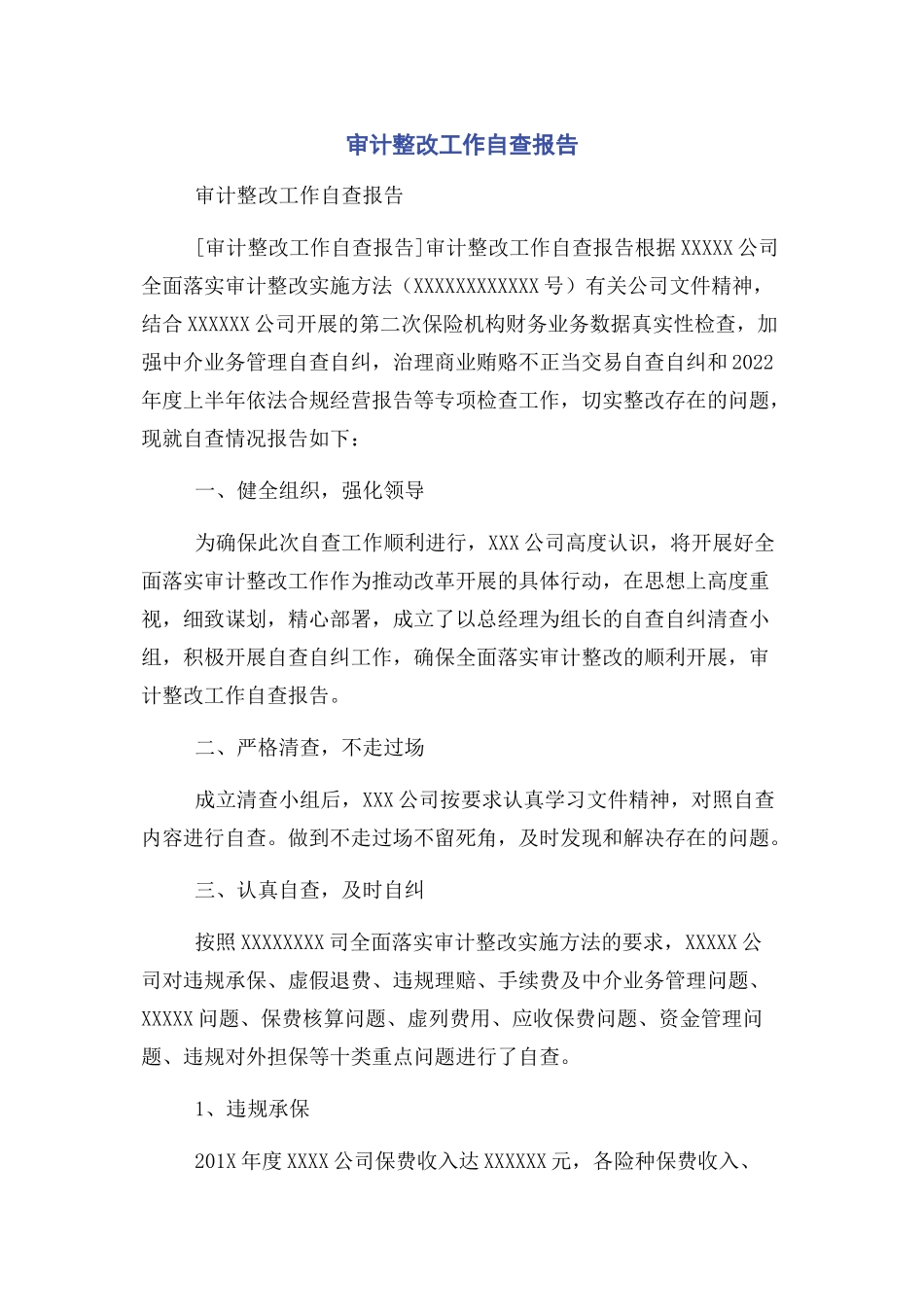 2023年审计整改工作自查报告.docx_第1页