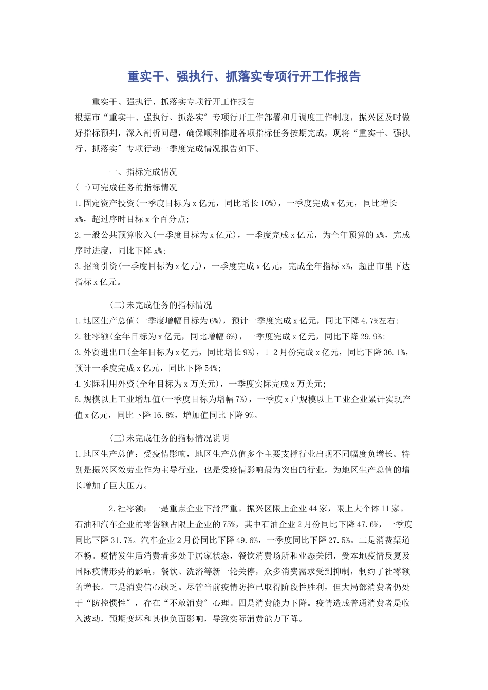 2023年重实干强执行抓落实专项行动工作报告.docx_第1页