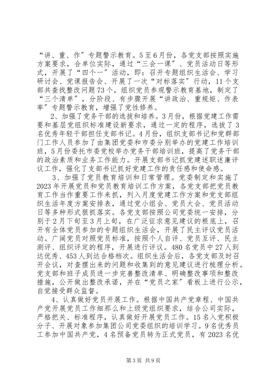 2023年公司党委工作总结新编.docx_第3页