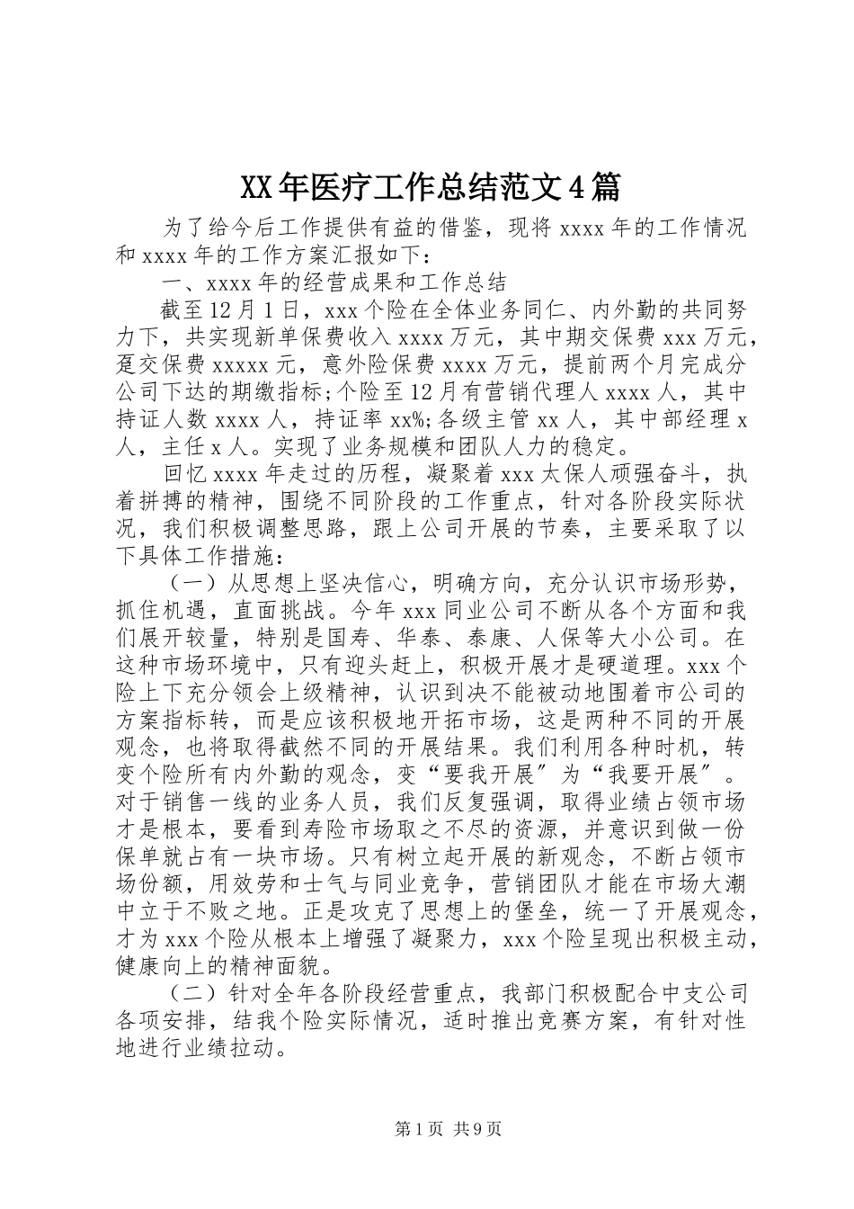2023年医疗工作总结4篇.docx_第1页