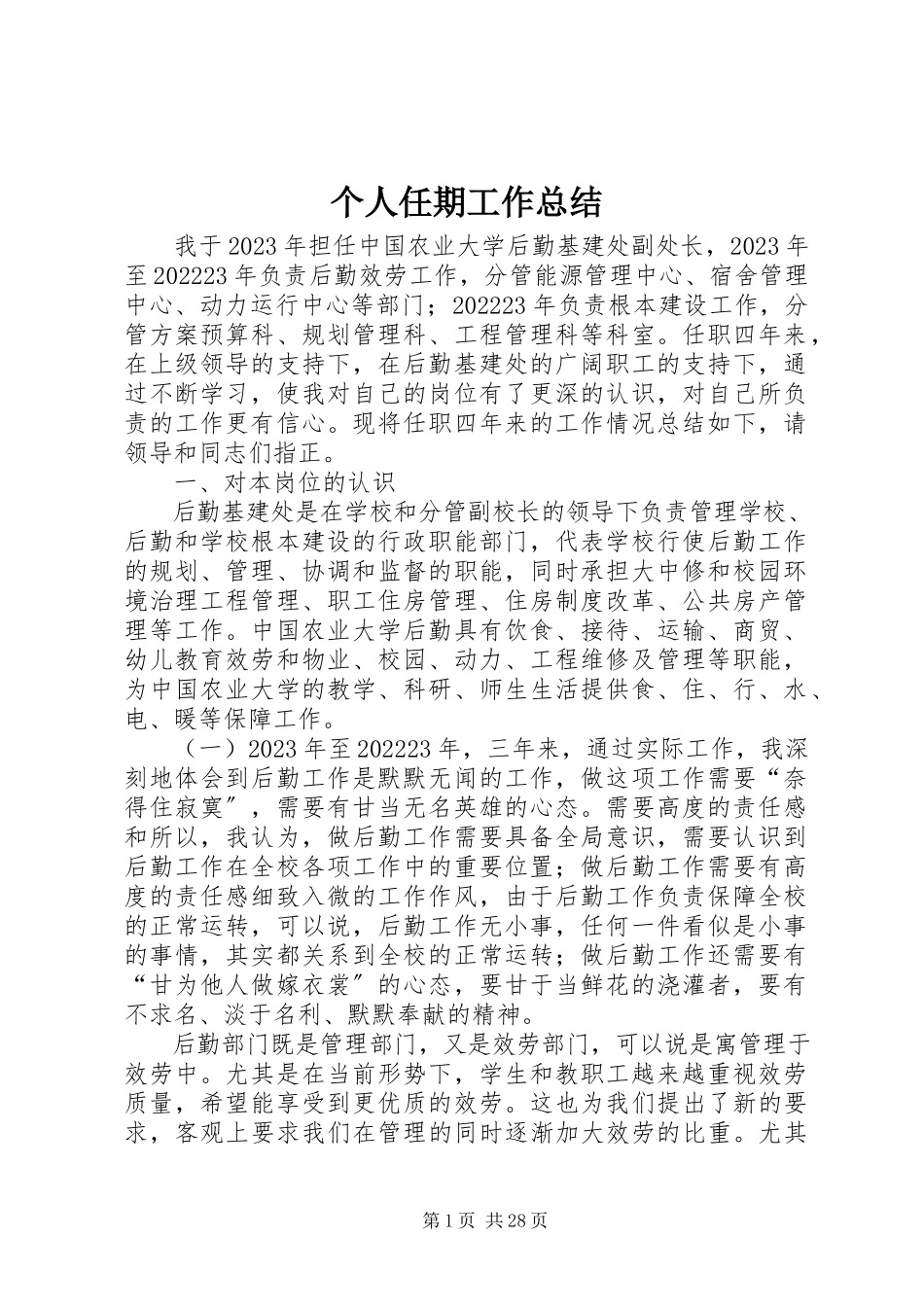 2023年个人任期工作总结.docx_第1页