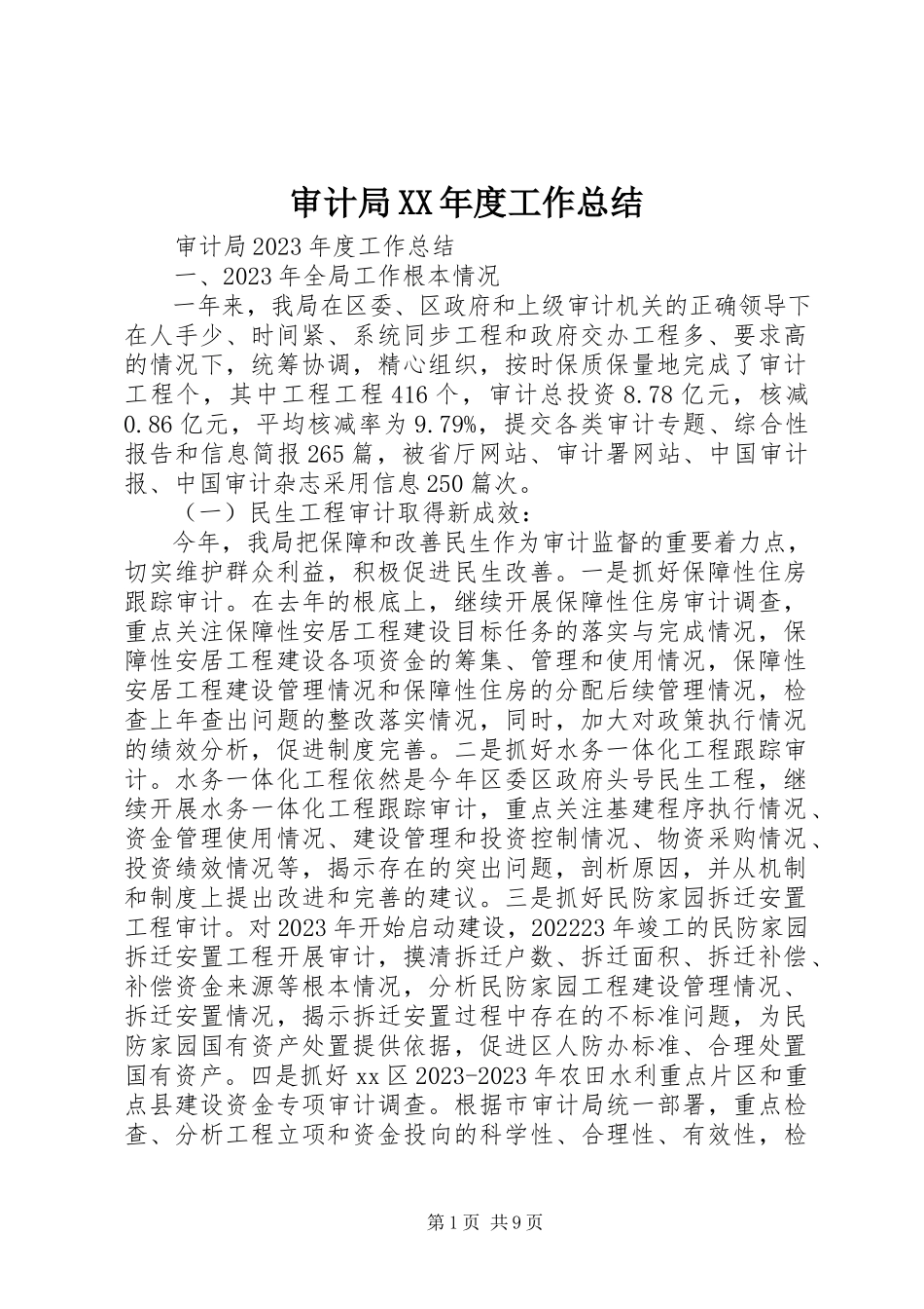 2023年审计局度工作总结.docx_第1页