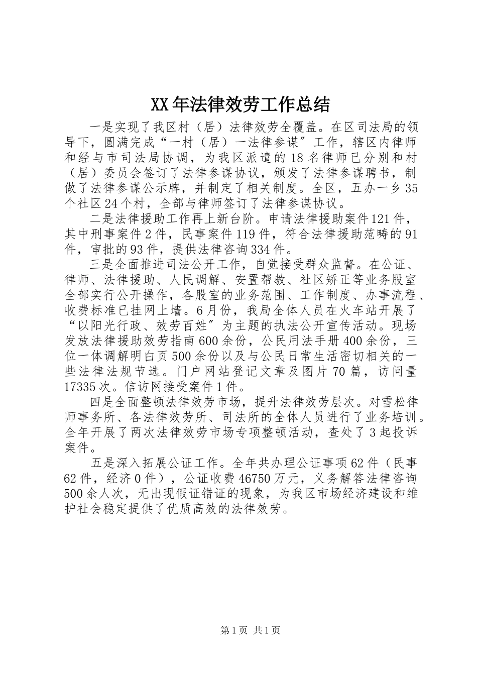 2023年法律服务工作总结.docx_第1页