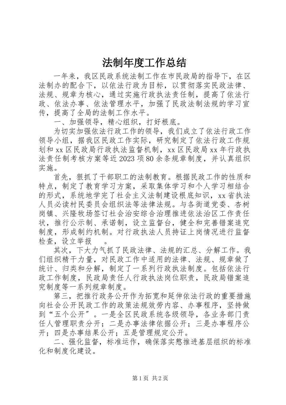 2023年法制年度工作总结.docx_第1页