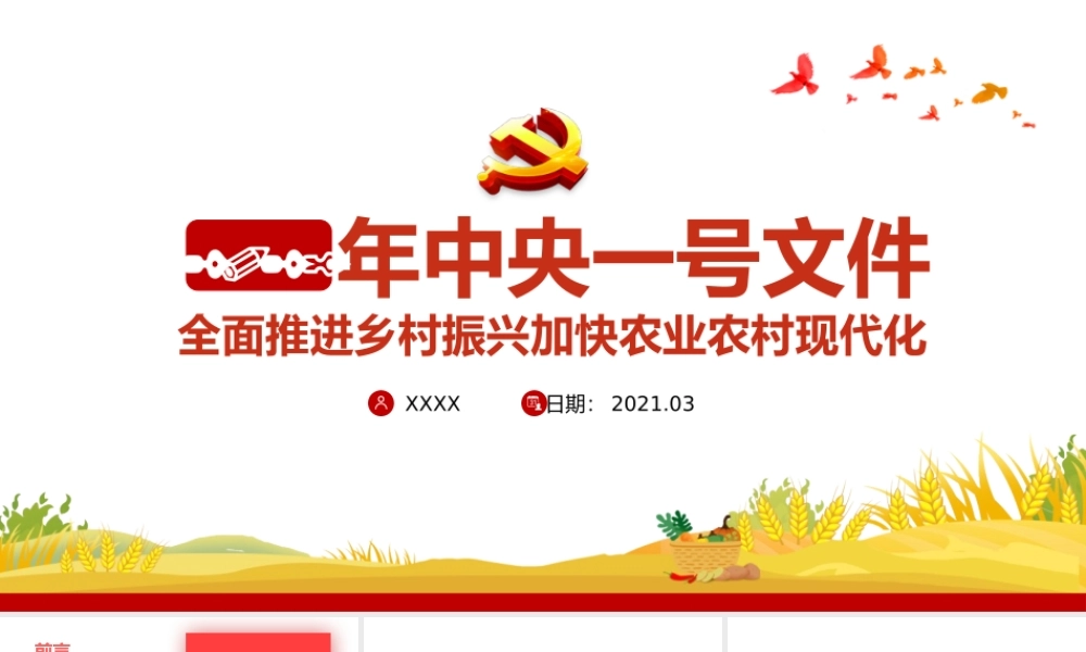 2021中央一号文件解读模板（PPT）.pptx