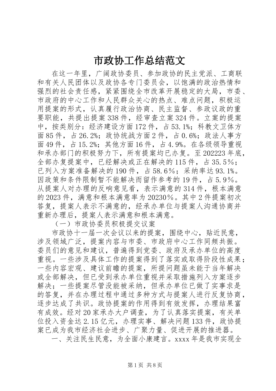 2023年市政协工作总结.docx_第1页