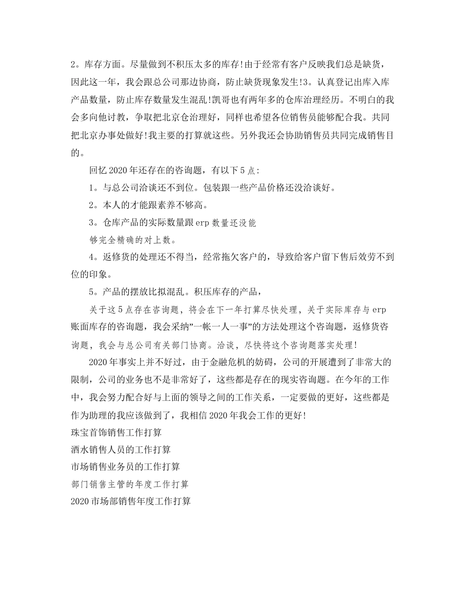 2023公司销售助理年工作参考计划范文.docx_第2页