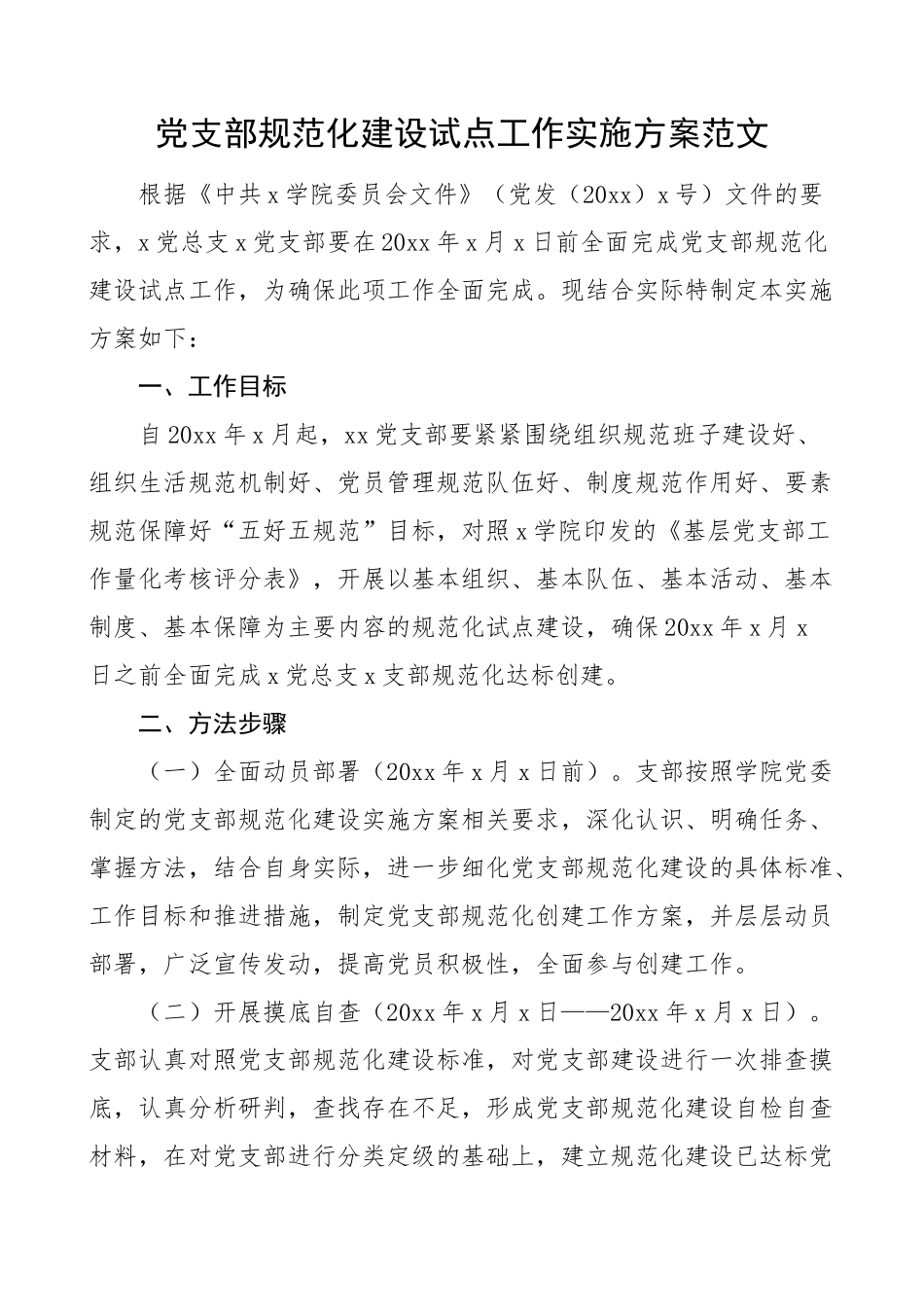 学院党支部规范化建设试点工作实施方案大学高校.docx_第1页