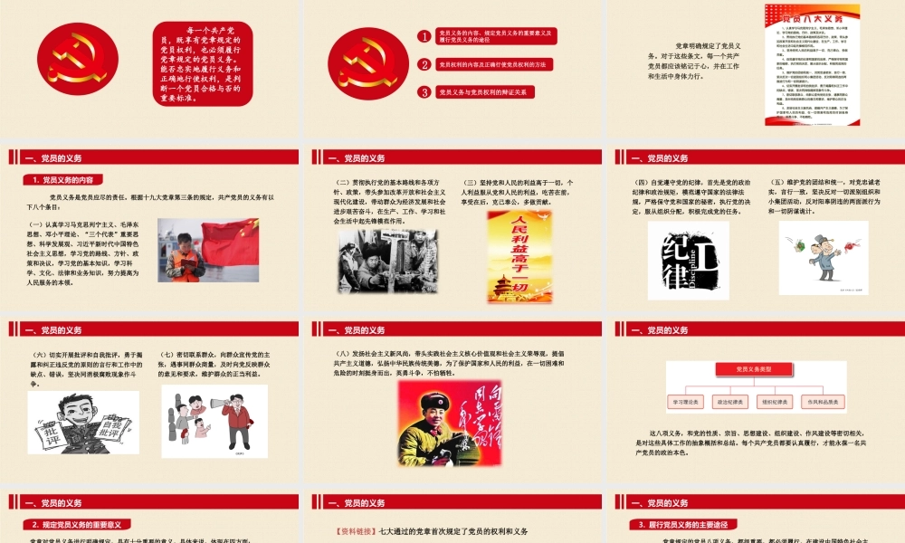 入党培训PPT：第七章 党员的义务和权利.pptx