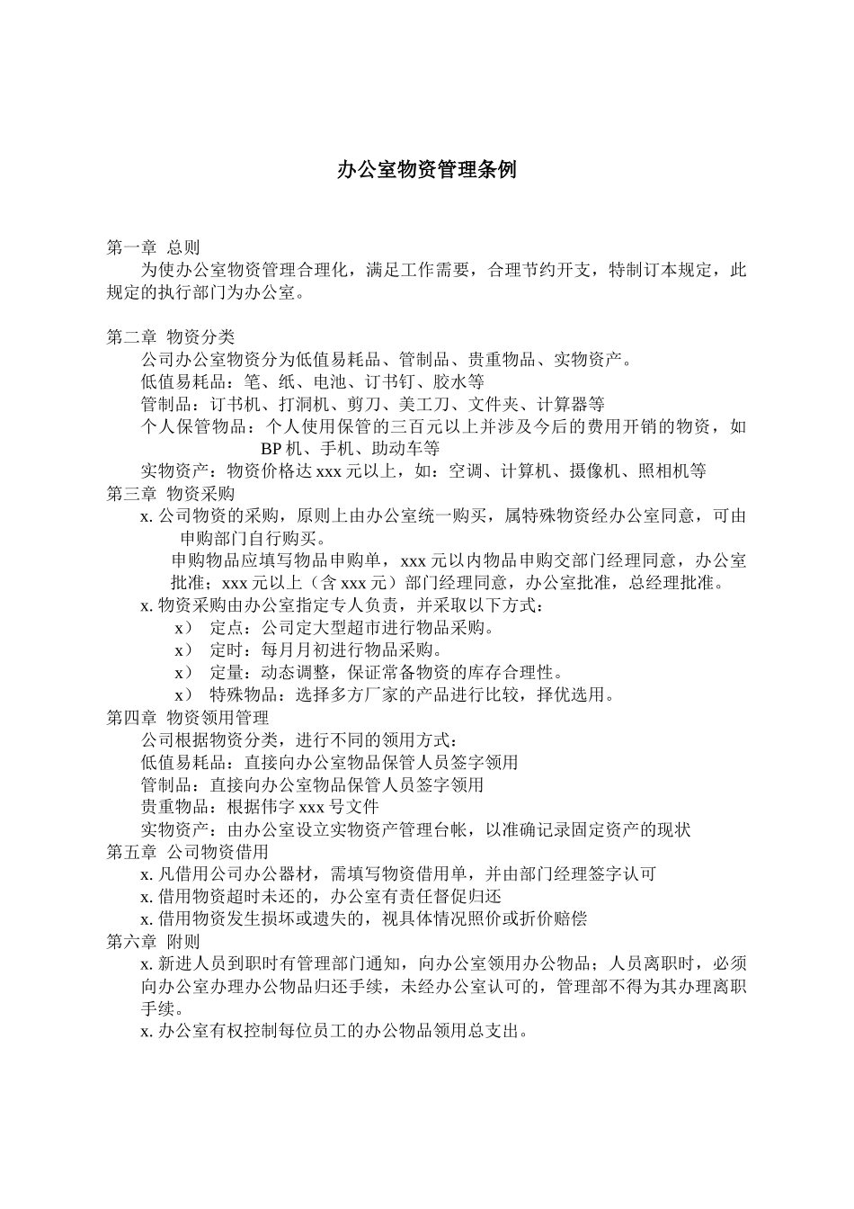 办公室物资管理条例.docx_第1页
