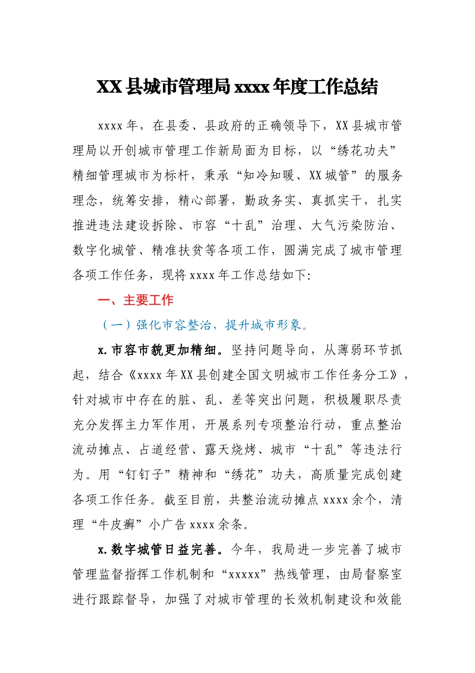 XX县城市管理局2020年度工作总结.docx_第1页