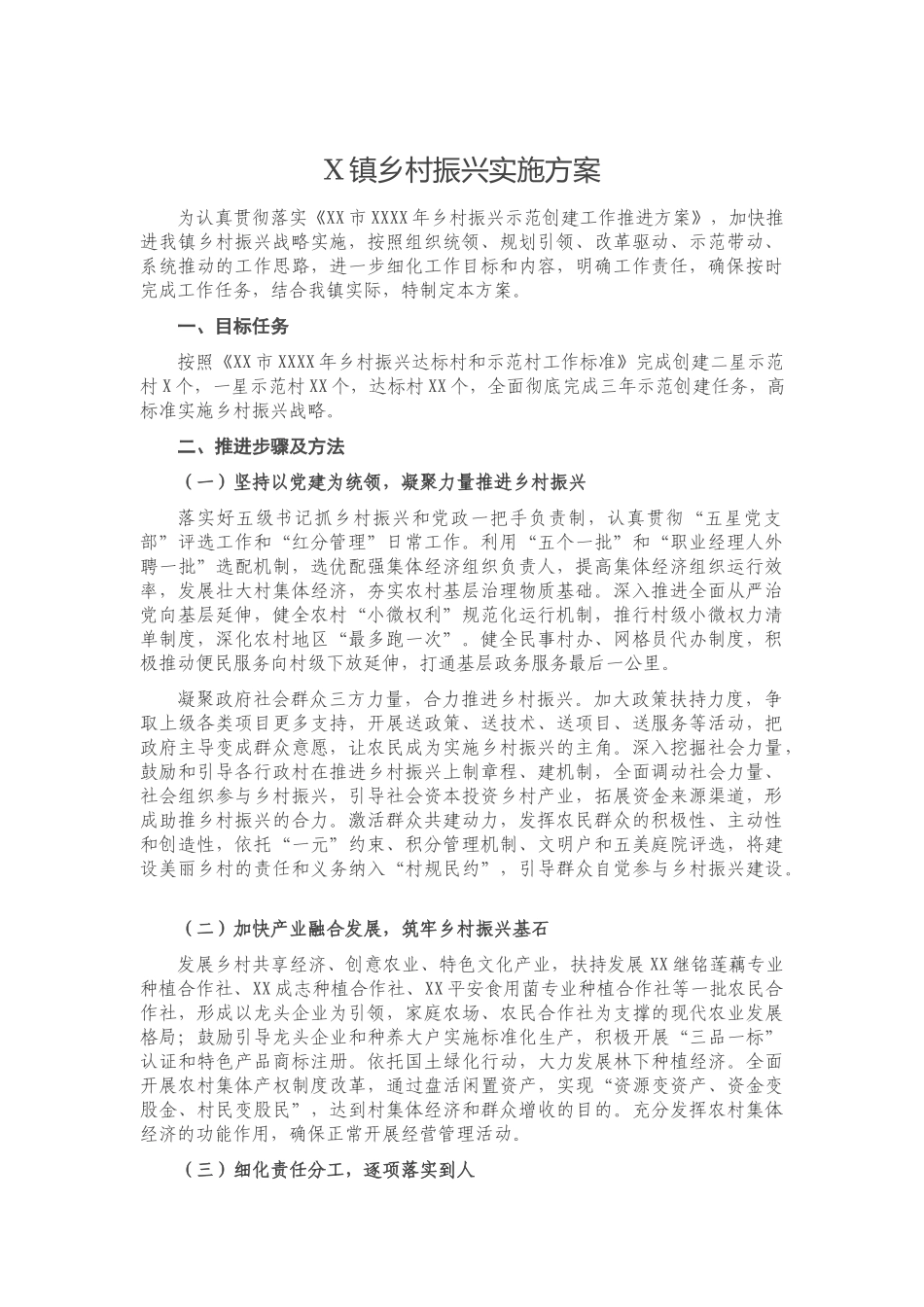 2021X镇乡村振兴实施方案.docx_第1页