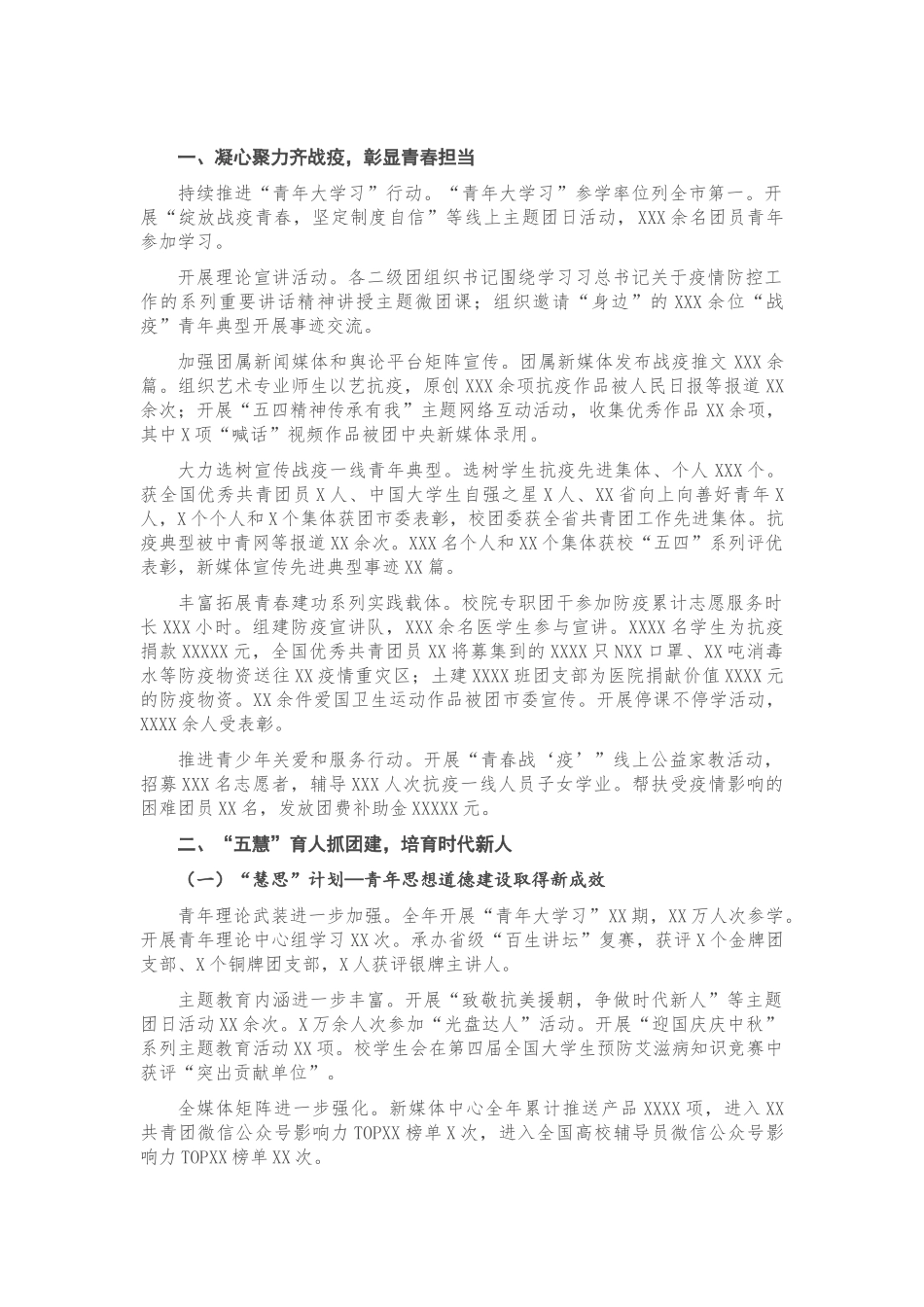 X高校团委2020年工作自评报告.doc_第1页