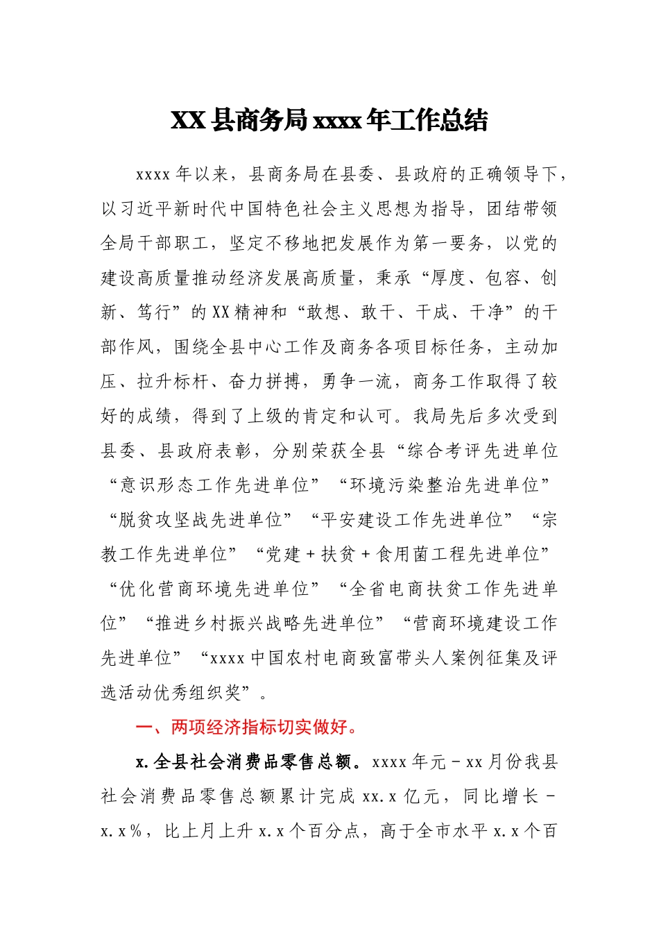 XX县商务局2020年工作总结.docx_第1页
