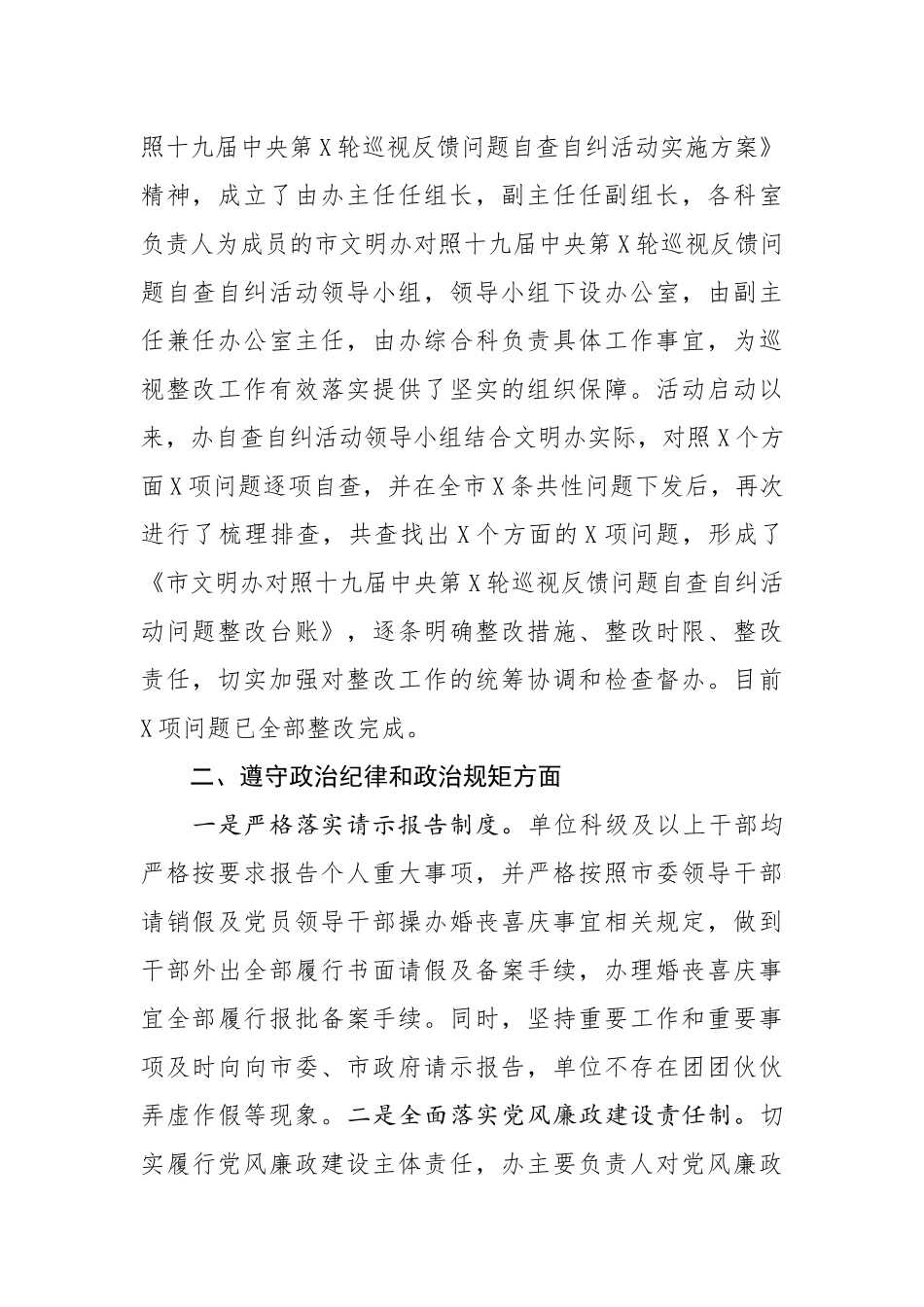 20200500203关于党的政治建设情况的自查报告.docx_第2页