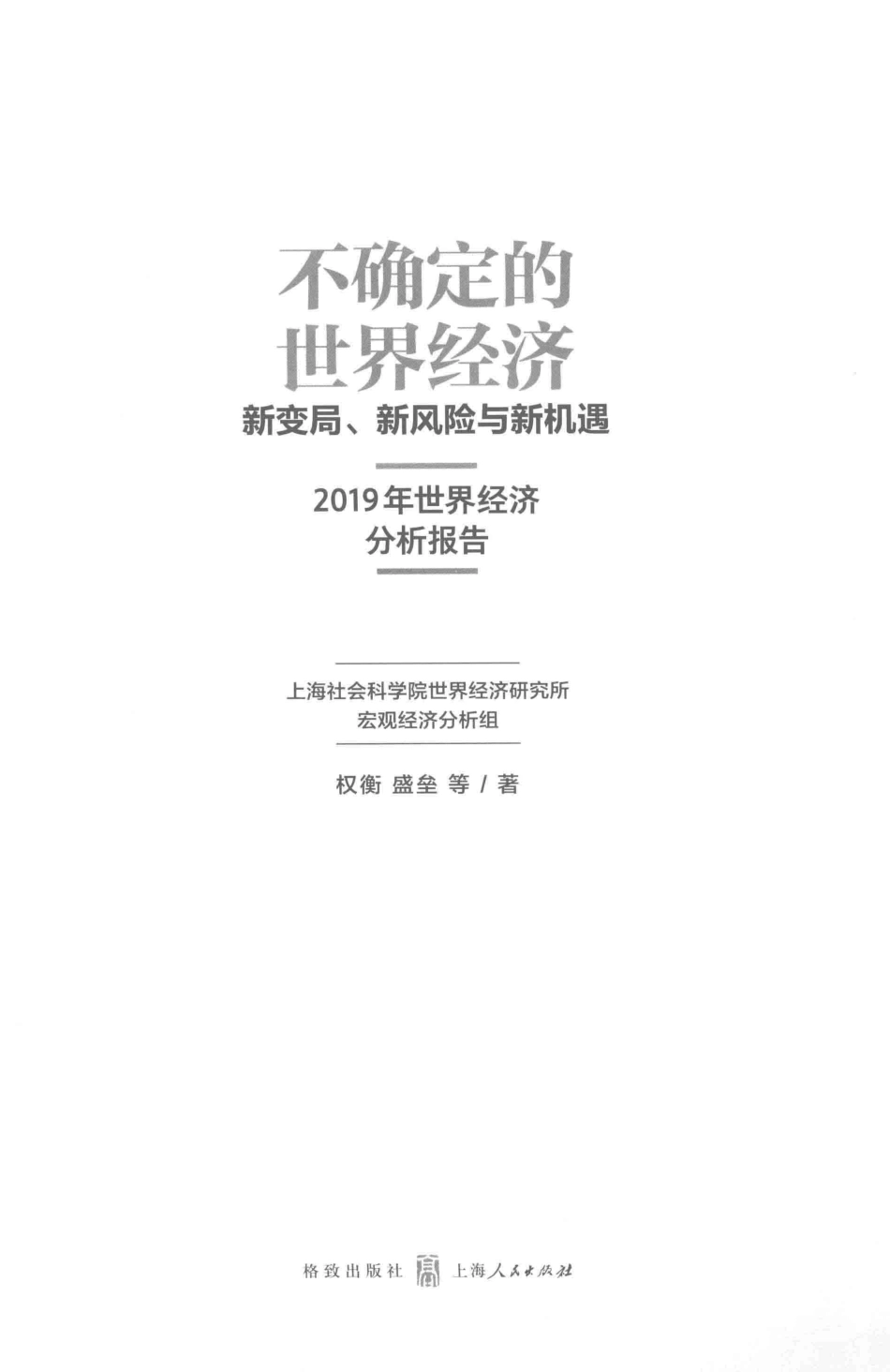 不确定的世界经济新变局、新风险与新机遇2019年世界经济分析报告_权衡盛垒等著.pdf_第2页