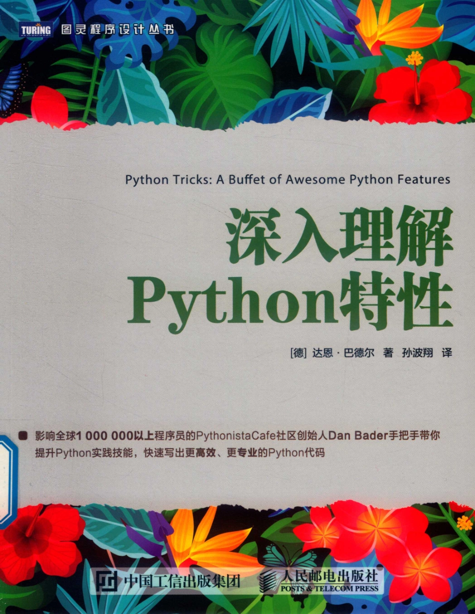 图灵程序设计丛书深入理解Python特性_孙波翔译；杨琳责任编辑；（德）达恩·巴德尔.pdf_第1页