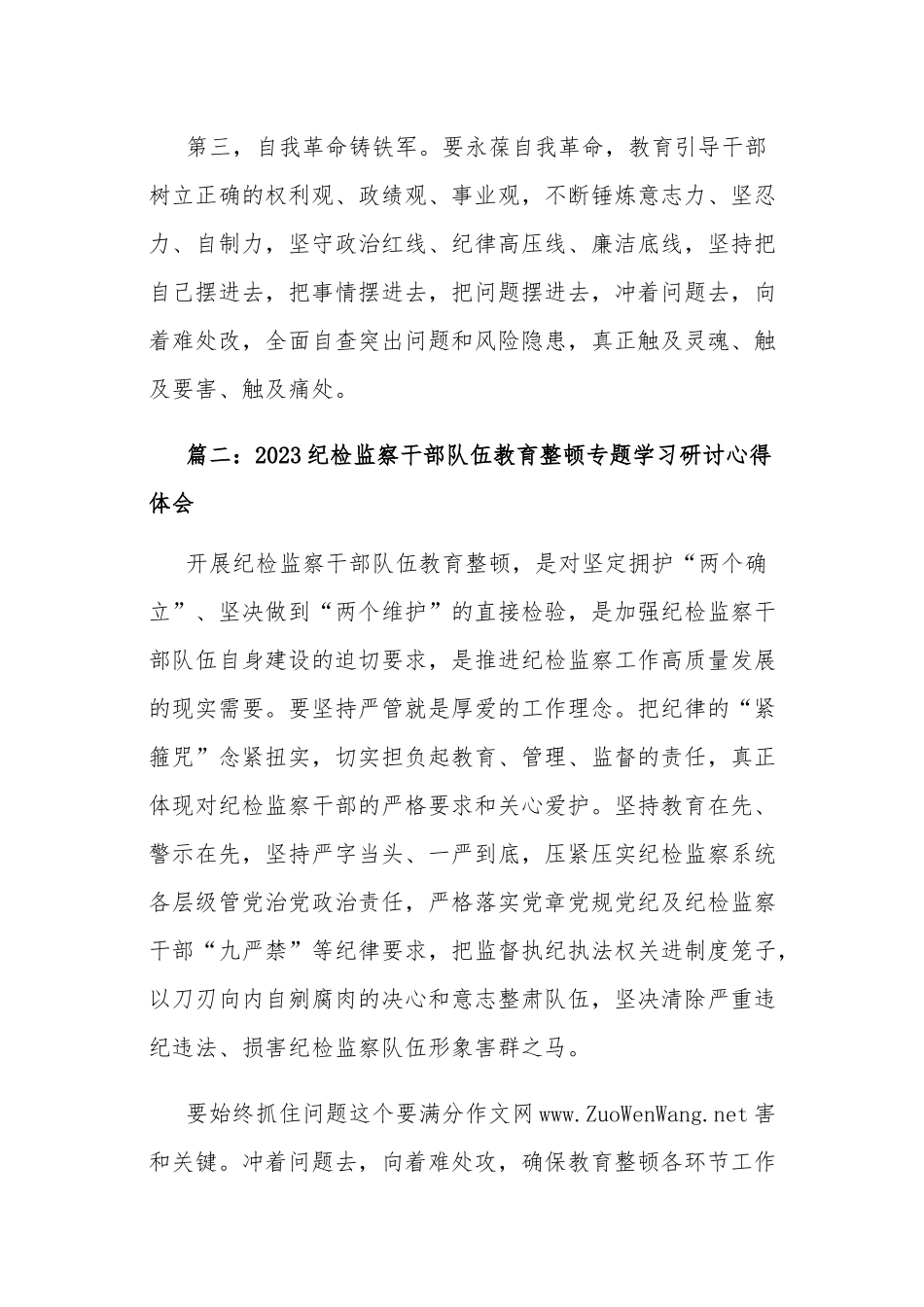 2023纪检监察干部队伍教育整顿专题学习研讨心得体会五篇范文.docx_第2页