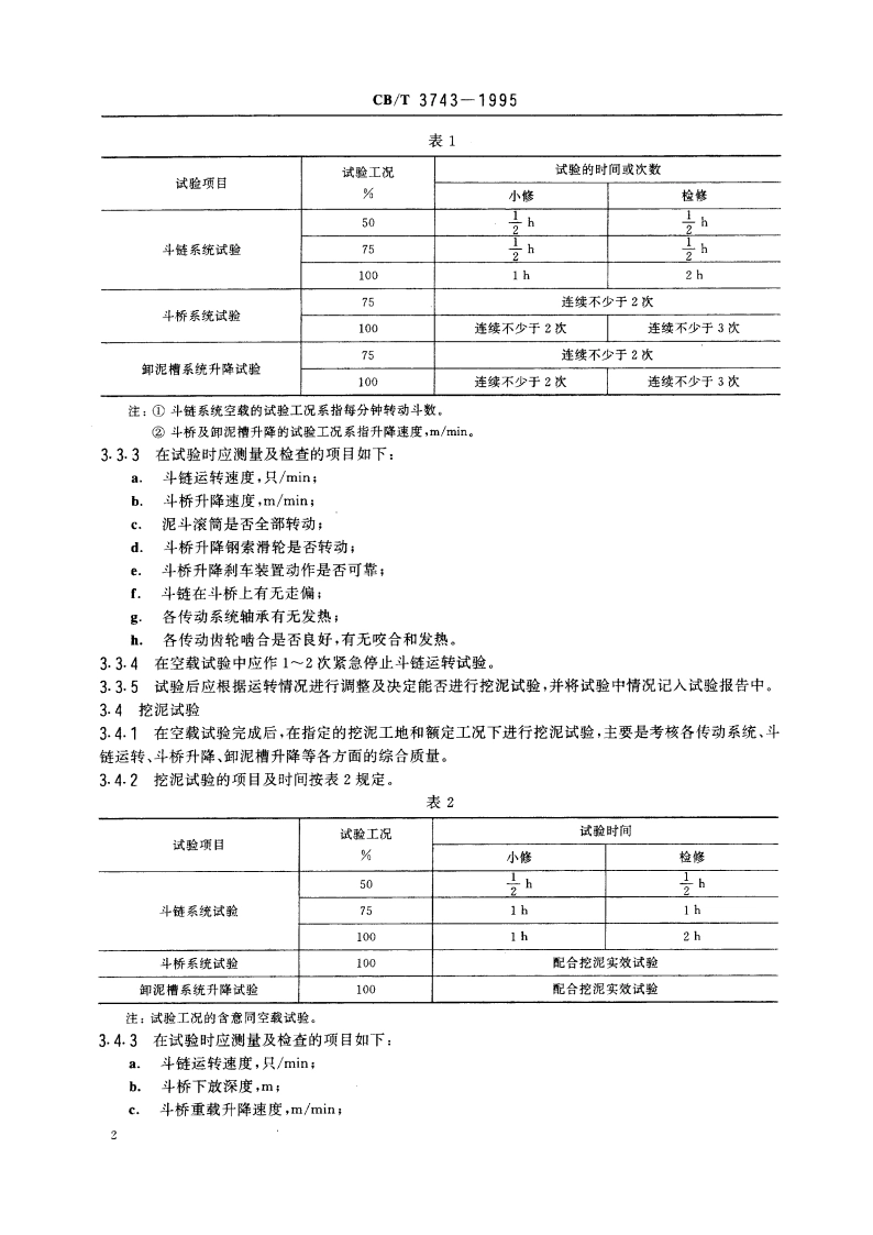 链斗挖泥船挖泥设备修理试验方法 CBT 3743-1995.pdf_第3页