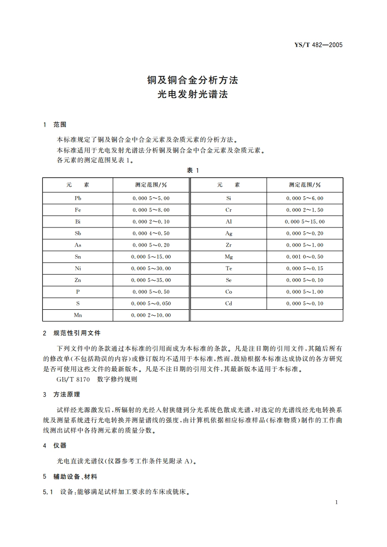 铜及铜合金分析方法 光电发射光谱法 YST 482-2005.pdf_第3页
