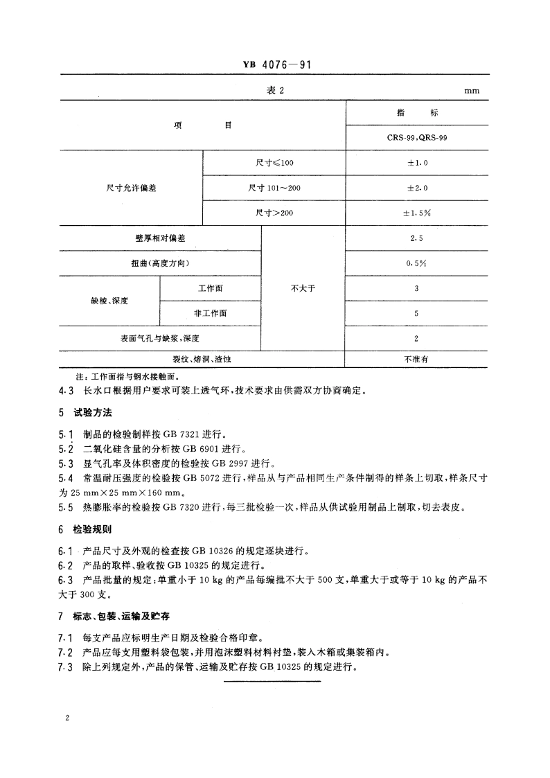 连铸用熔融石英质耐火制品 YB 4076-1991.pdf_第3页