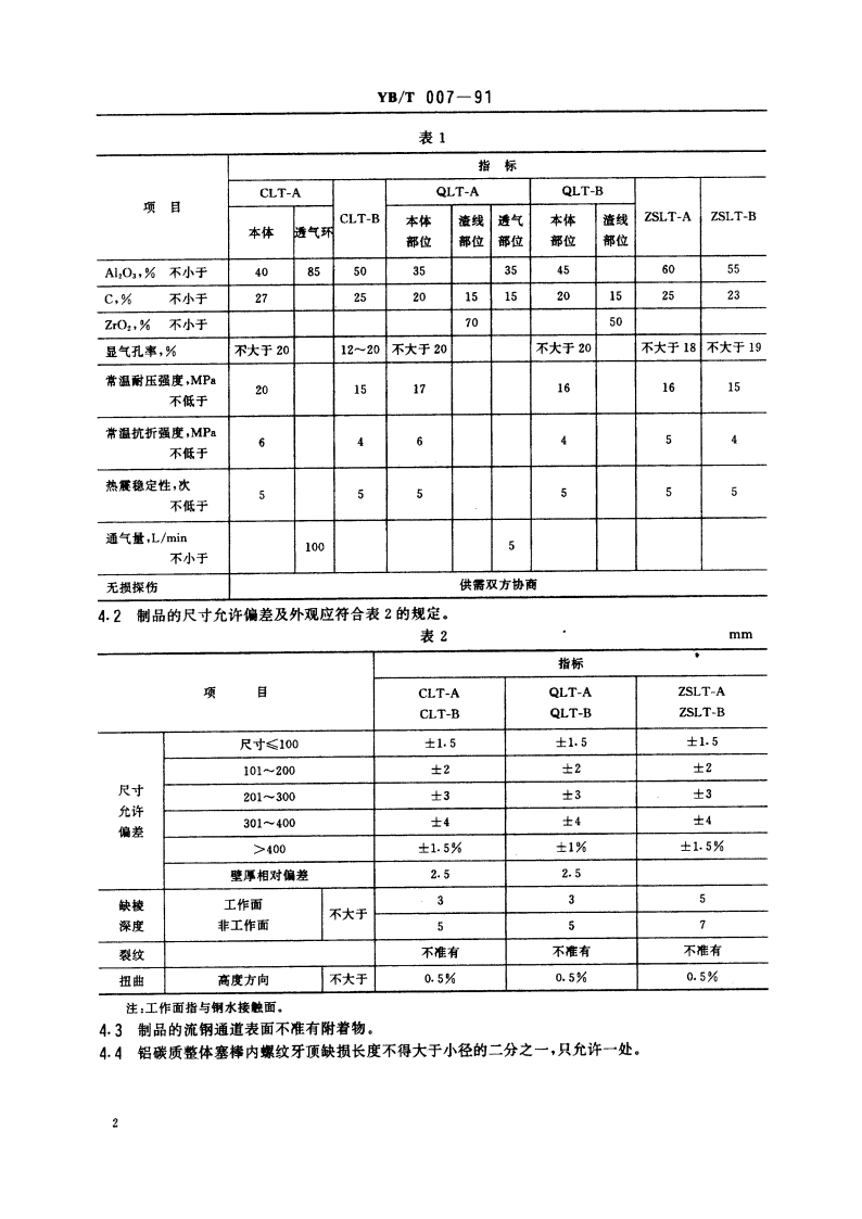 连铸用铝碳质耐火制品 YBT 007-1991.pdf_第3页