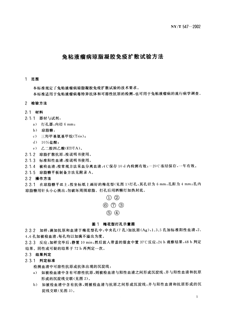 兔粘液瘤病琼脂凝胶免疫扩散试验方法 NYT 547-2002.pdf_第3页