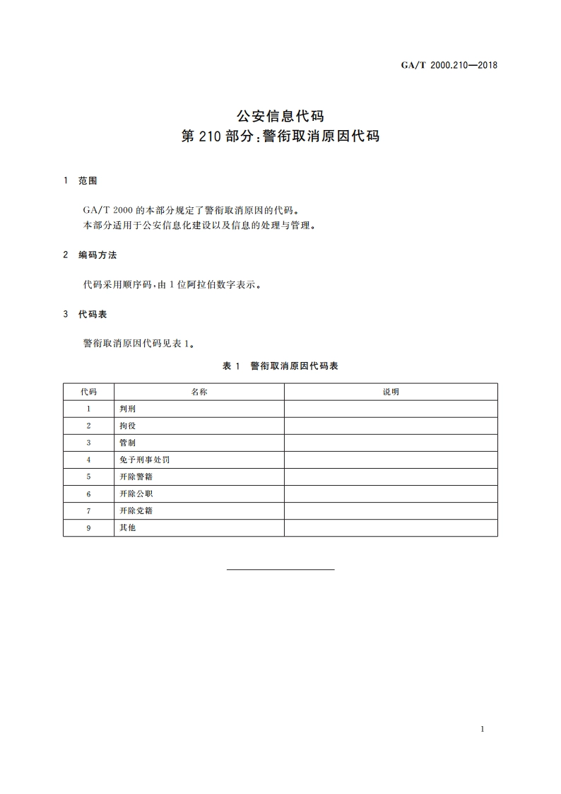 公安信息代码 第210部分：警衔取消原因代码 GAT 2000.210-2018.pdf_第3页