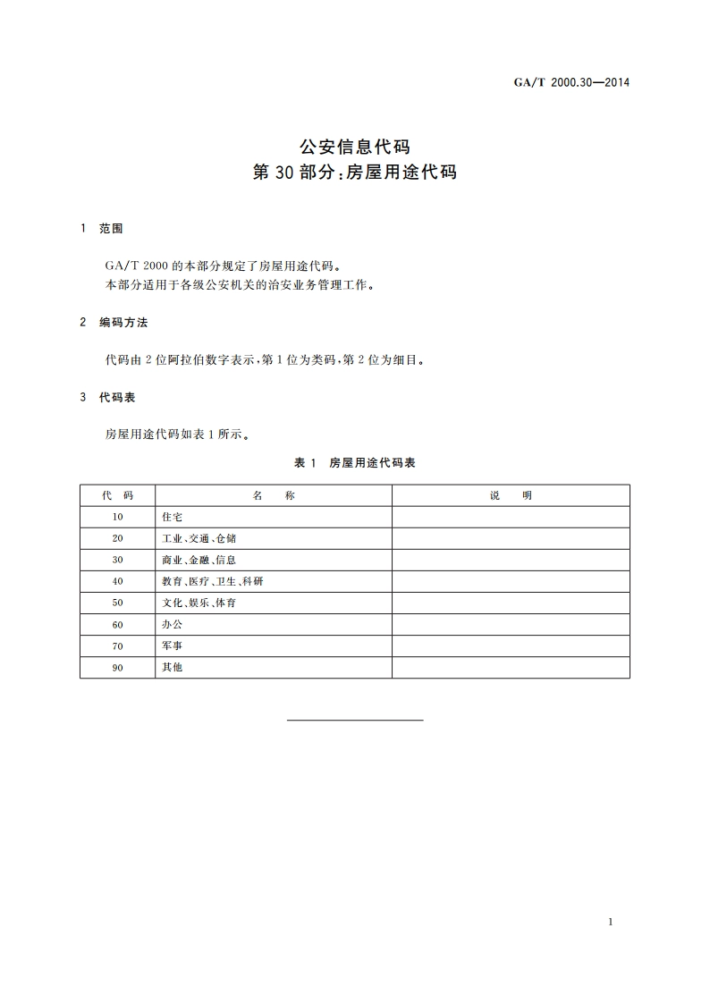 公安信息代码 第30部分：房屋用途代码 GAT 2000.30-2014.pdf_第3页