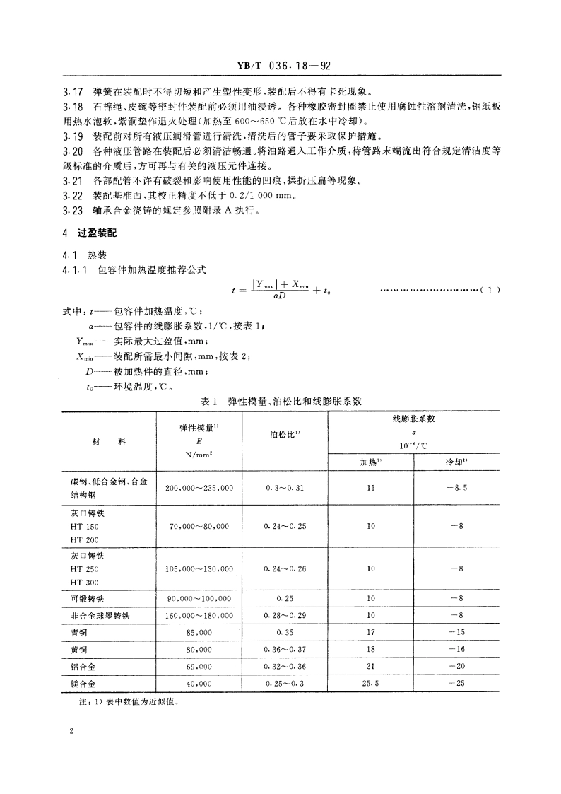 冶金设备制造通用技术条件装配 YBT 036.18-1992.pdf_第3页