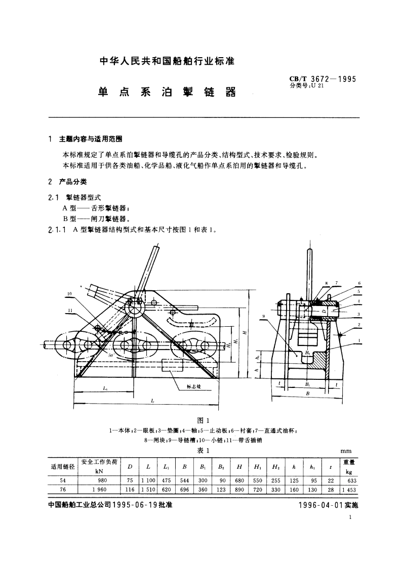 单点系泊掣链器 CBT 3672-1995.pdf_第2页