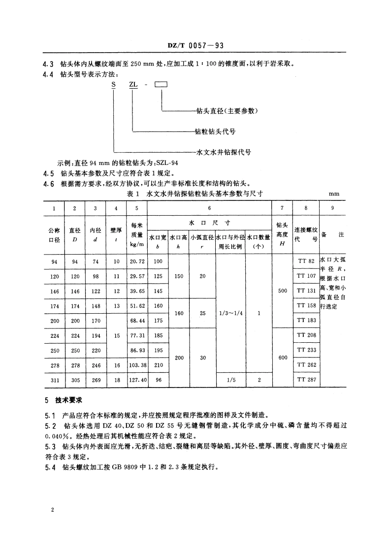 水文水井钻探钻粒钻头 DZT 0057-1993.pdf_第3页