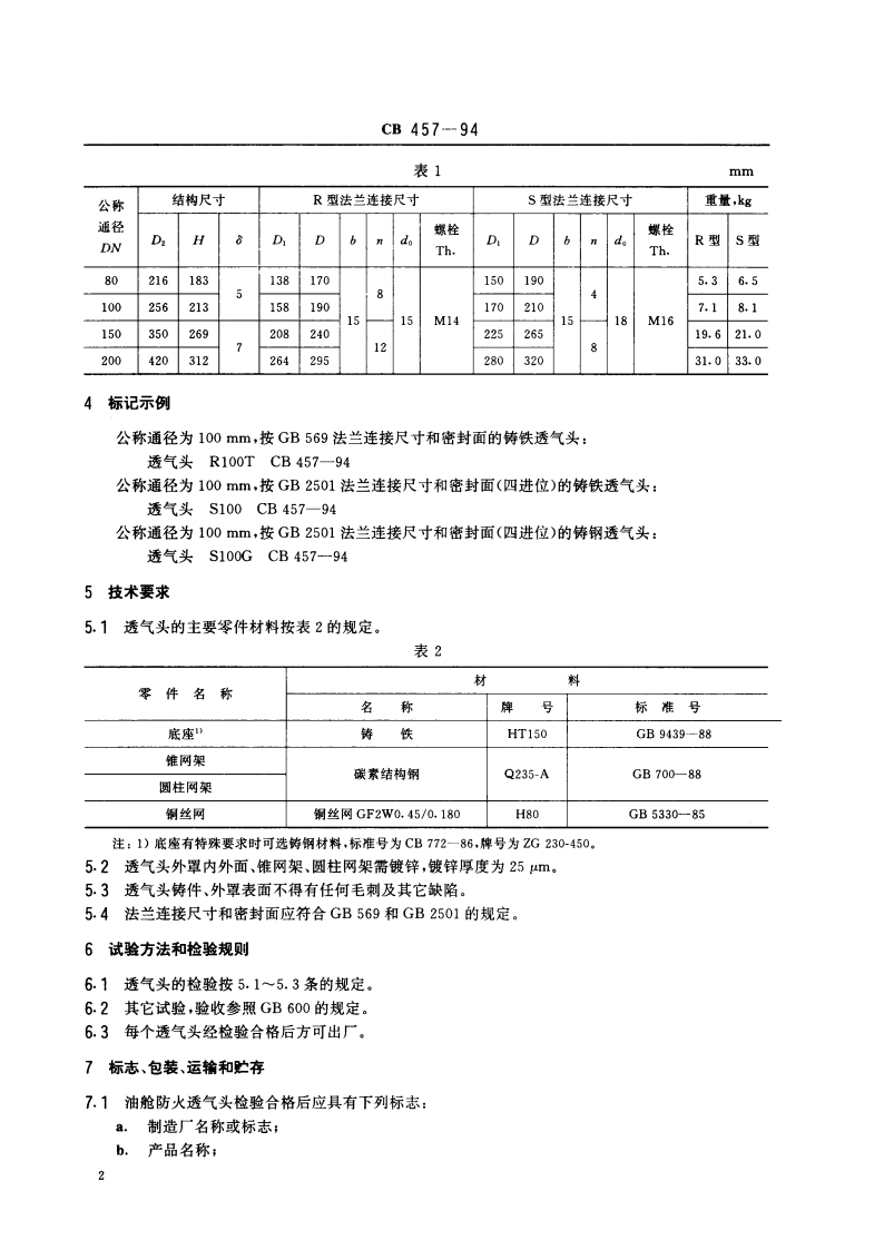 油舱防火透气头 CB 457-1994.pdf_第3页