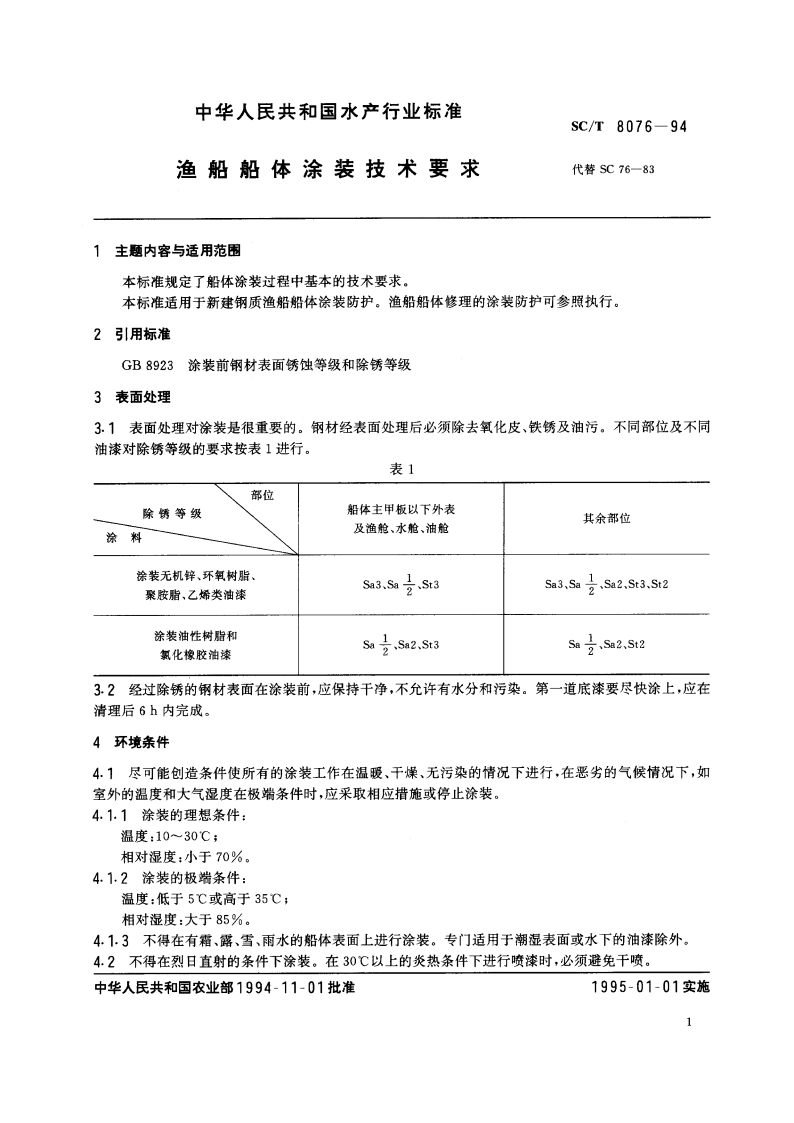 渔船船体涂装技术要求 SCT 8076-1994.pdf_第2页