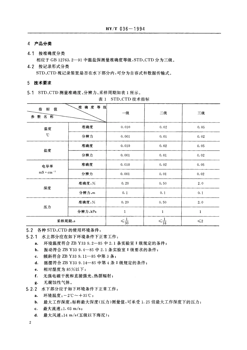 温度盐度深度综合测量系统 HYT 036-1994.pdf_第3页