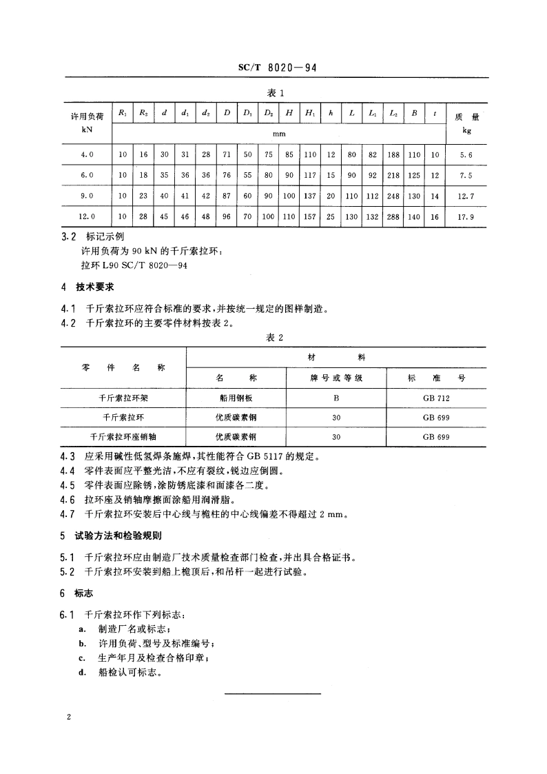 渔船吊杆千斤索拉环 SCT 8020-1994.pdf_第3页