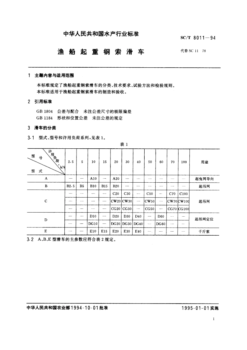 渔船起重钢索滑车 SCT 8011-1994.pdf_第2页