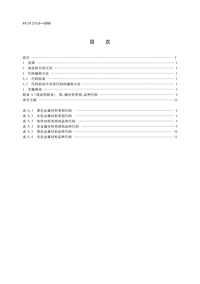 烟草机械产品用物料 分类和编码 第6部分：原、辅材料 YCT 213.6-2006.pdf_第2页