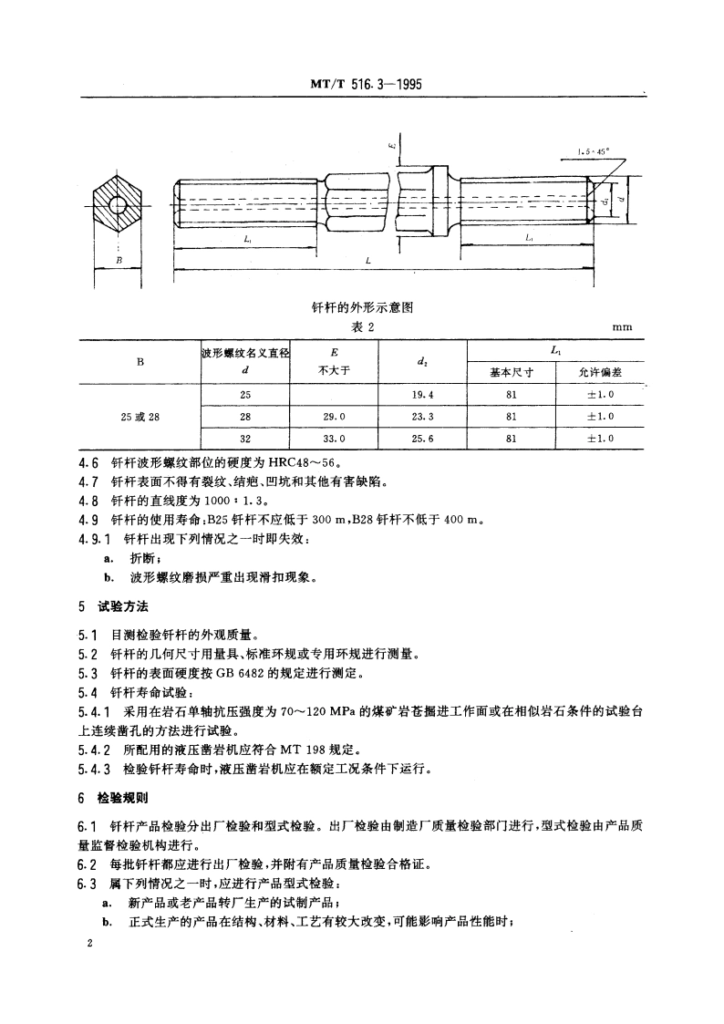煤矿液压凿岩机用钎具 钎杆 MTT 516.3-1995.pdf_第3页