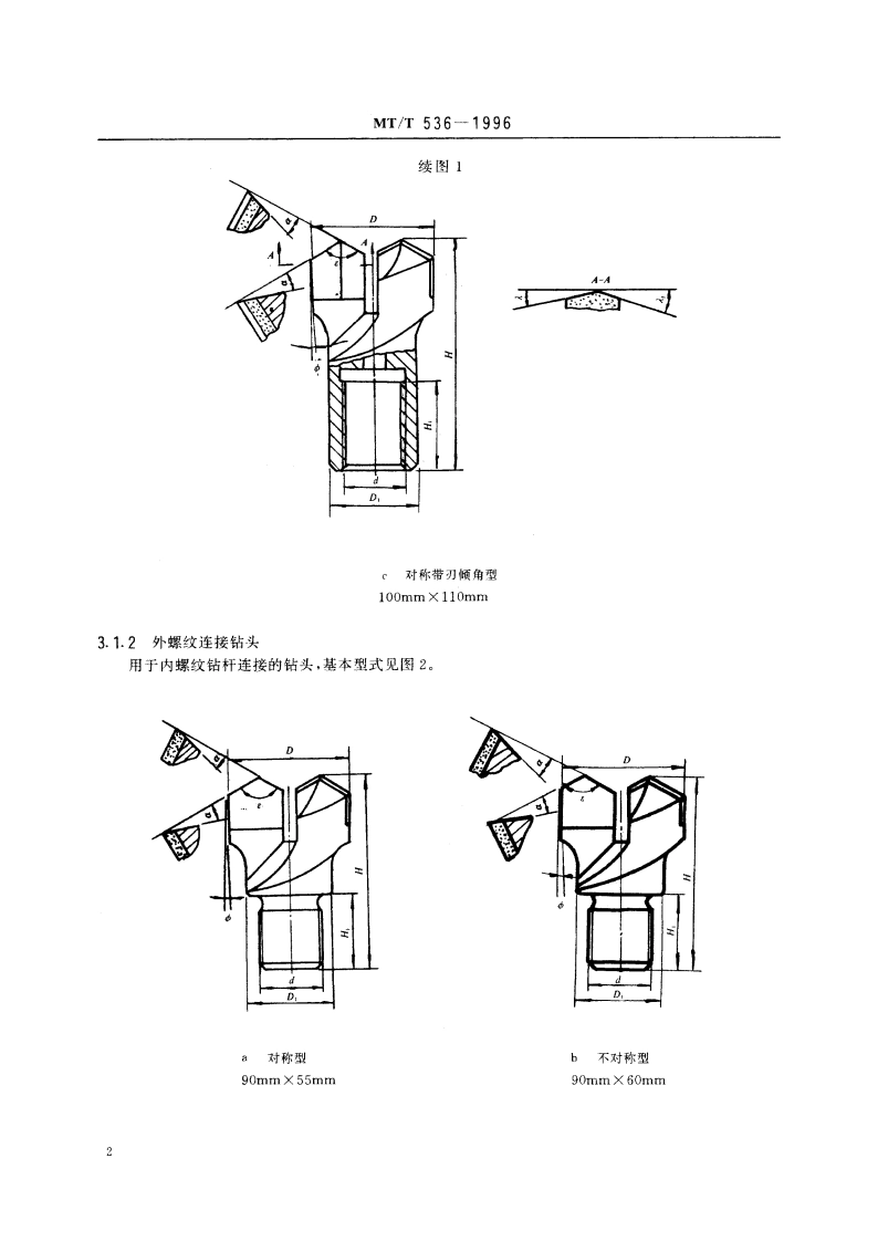 煤矿用岩石钻头 MTT 536-1996.pdf_第3页