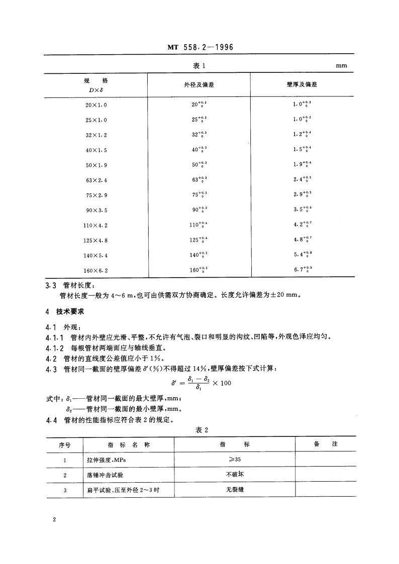 煤矿用聚氯乙烯(硬)管材 MT 558.2-1996.pdf_第3页
