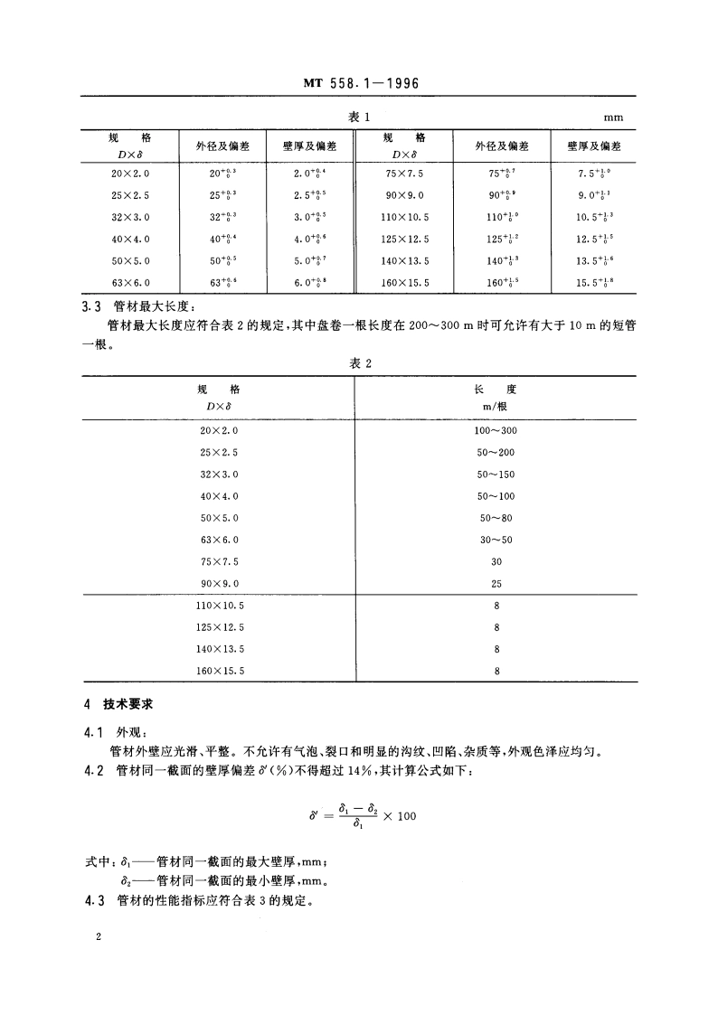 煤矿用聚乙烯管材 MT 558.1-1996.pdf_第3页