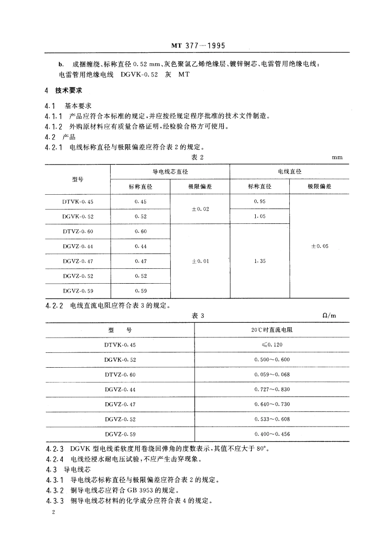 电雷管用绝缘电线 MT 377-1995.pdf_第3页