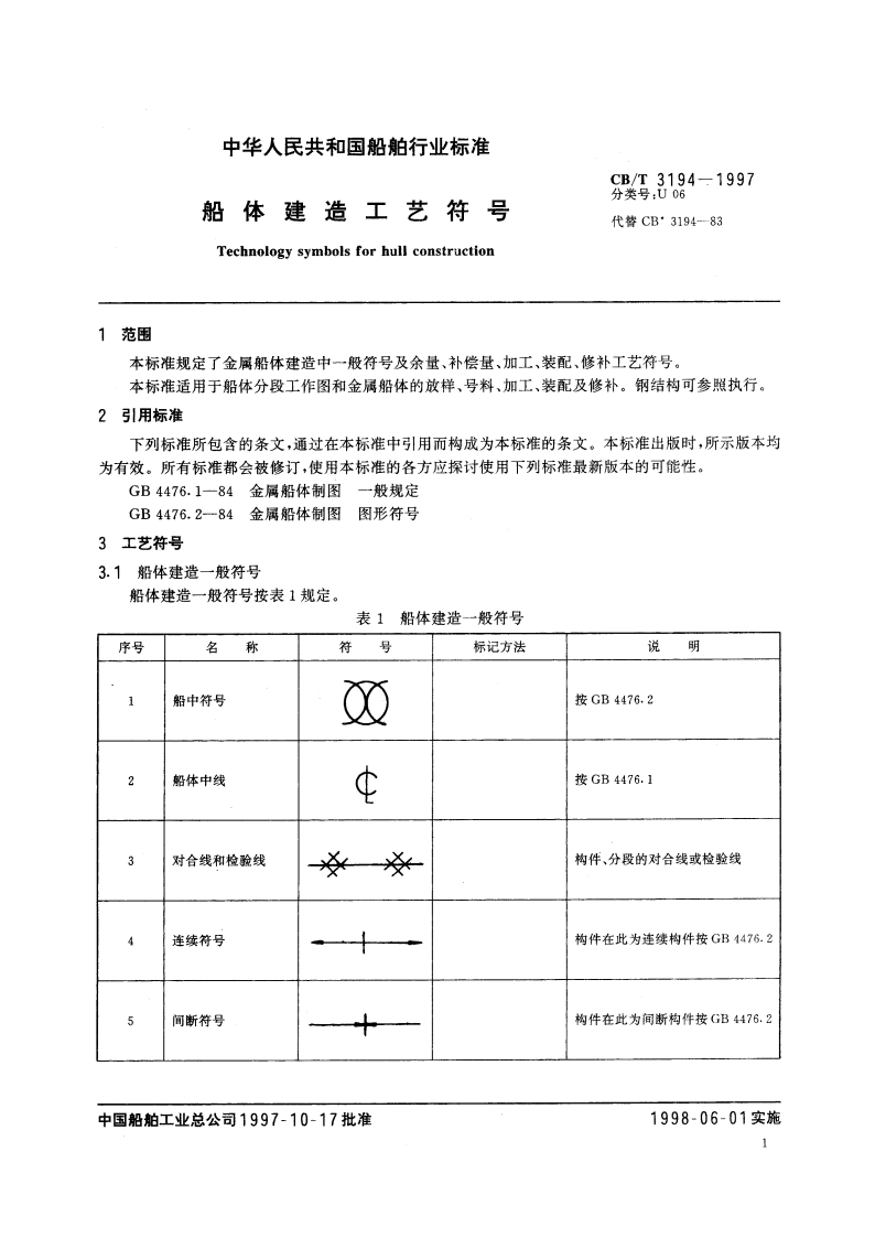 船体建造工艺符号 CBT 3194-1997.pdf_第3页