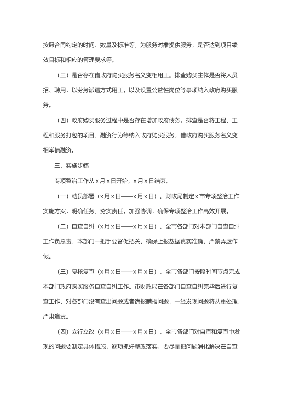 2024年市政府购买服务实施情况专项整治工作实施方案 .docx_第2页